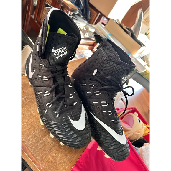 Nike Force Savage Elite Mens hightop Football Cleat Black White 880143-010 sz 10 - Picture 1 of 6